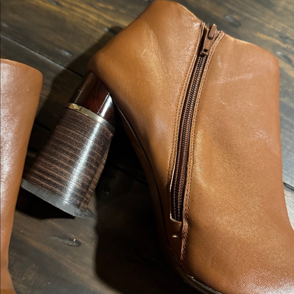 ANTONIO MELANI-Tan Leather Ankle Booties - Picture 2 of 7